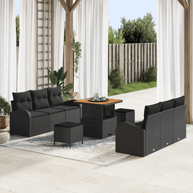 Vidaxl Hagesofa Set 9 pcs Svart