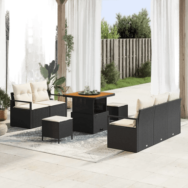 Vidaxl Hagesofa Set 8 pcs Svart