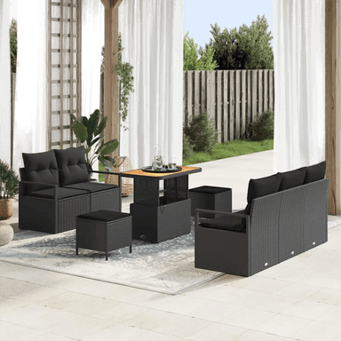 Vidaxl Hagesofa Set 8 pcs Svart