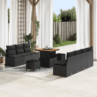 Vidaxl Hagesofa Set 10 pcs Svart