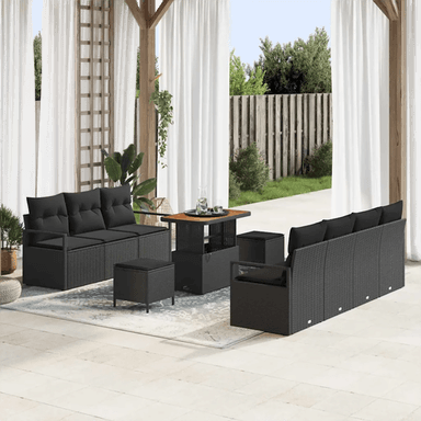 Vidaxl Hagesofa Set 10 pcs Svart