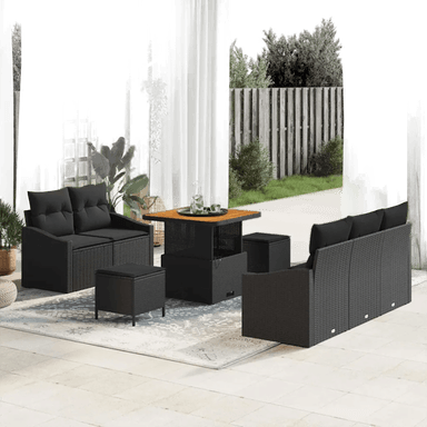 Vidaxl Hagesofa Set 8 pcs Svart