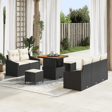 Vidaxl Hagesofa Set 8 pcs Svart