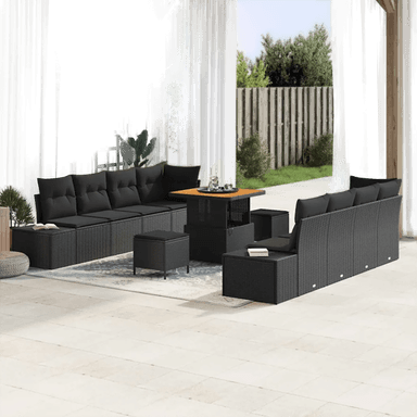 Vidaxl Hagesofa Set 11 pcs Svart