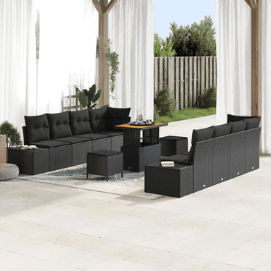 Vidaxl Hagesofa Set 11 pcs Svart