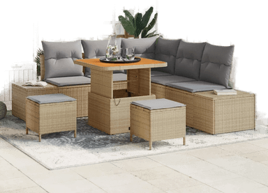 Vidaxl Hagesofa Set 8 pcs Beige