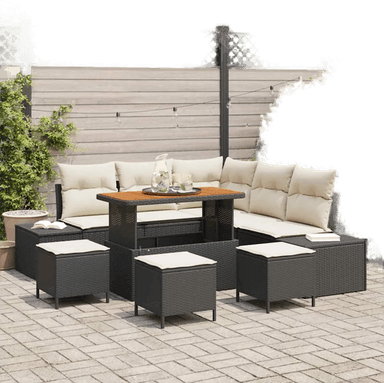 Vidaxl Hagesofa Set 9 pcs Svart