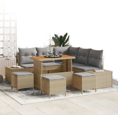 Vidaxl Hagesofa Set 9 pcs Beige