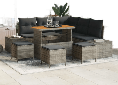 Vidaxl Hagesofa Set 9 pcs Grå
