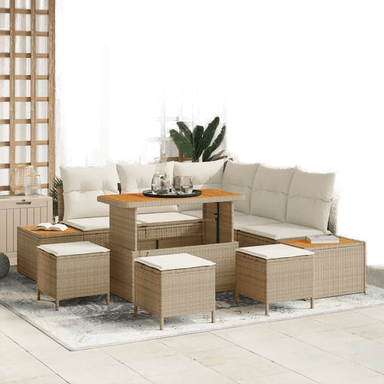 Vidaxl Hagesofa Set 9 pcs Beige