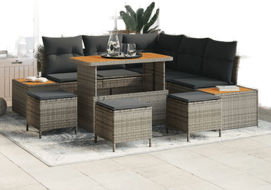 Vidaxl Hagesofa Set 9 pcs Grå