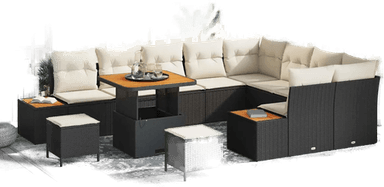 Vidaxl Hagesofa Set 12 pcs Svart