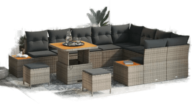 Vidaxl Hagesofa Set 12 pcs Grå