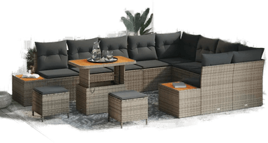 Vidaxl Hagesofa Set 12 pcs Grå
