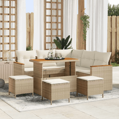 Vidaxl Hagesofa Set 9 pcs Beige