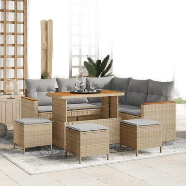 Vidaxl Hagesofa Set 9 pcs Beige