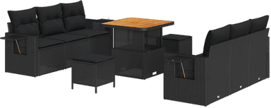 Vidaxl Hagesofa Set 9 pcs Svart