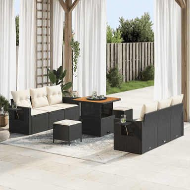 Vidaxl Hagesofa Set 9 pcs Svart og krem