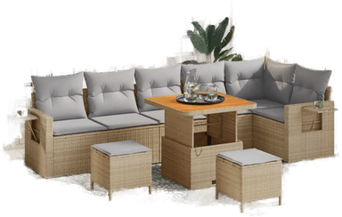 Vidaxl Hagesofa Set 11 pcs Beige og lys grå