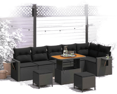 Vidaxl Hagesofa Set 11 pcs Svart