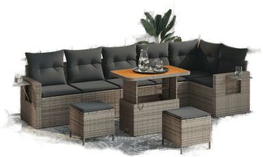 Vidaxl Hagesofa Set 11 pcs Grå