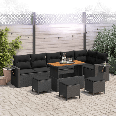 Vidaxl Hagesofa Set 12 pcs Svart