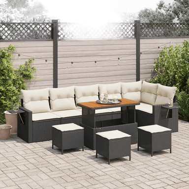 Vidaxl Hagesofa Set 12 pcs Svart og krem