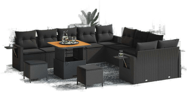 Vidaxl Hagesofa Set 13 pcs Svart