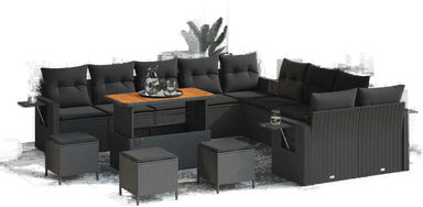 Vidaxl Hagesofa Set 14 pcs Svart
