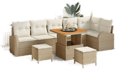Vidaxl Hagesofa Set 9 pcs Beige