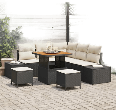 Vidaxl Hagesofa Set 8 pcs Svart