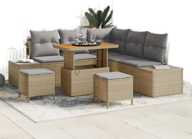 Vidaxl Hagesofa Set 8 pcs Beige