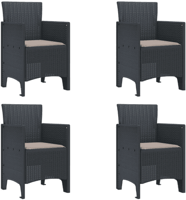Vidaxl Hage Stol med pute 4 pcs Antrasitt