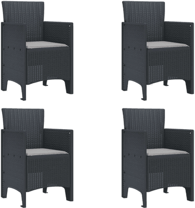 Vidaxl Hage Stol med pute 4 pcs Antrasitt