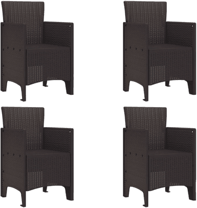Vidaxl Hage Stol med pute 4 pcs Brun