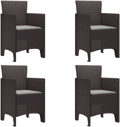 vidaXL Hage Stol med pute 4 pcs Brun