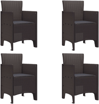 Vidaxl Hage Stol med pute 4 pcs Brun