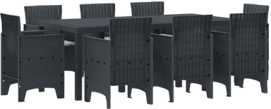 Vidaxl Hage Spisegruppe 9 pcs Antrasitt