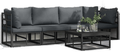 Vidaxl Hagesofa Set 4 deler Svart