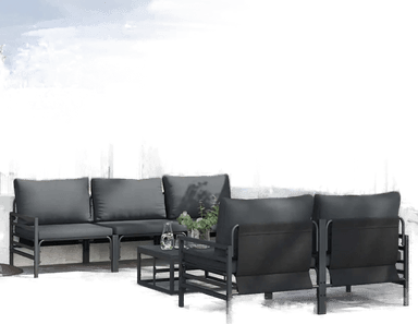 Vidaxl Hagesofa Set 6 pcs Svart