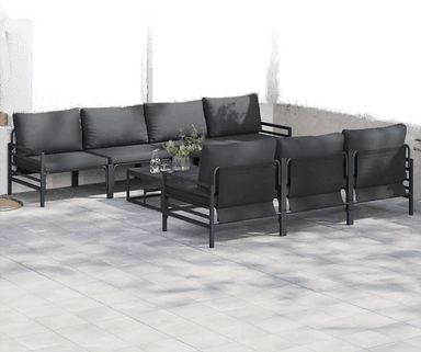 Vidaxl Hagesofa Set 8 pcs Svart