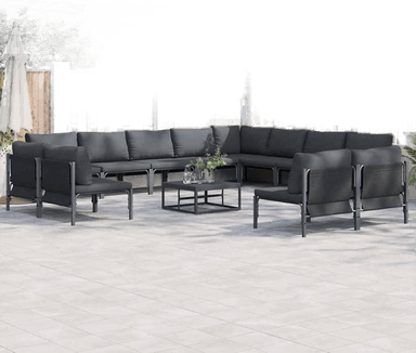 Vidaxl Hagesofa Set 13 pcs Svart