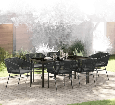 Vidaxl Hage Spisegruppe 7 pcs Svart