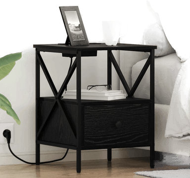 Vidaxl Nattbordskap 2 stk Svart Eik