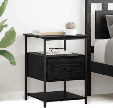 Vidaxl Nattbordskap 2 pcs Svart Eik