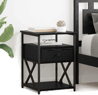 Vidaxl Nattbordskap 2 stk Svart Eik