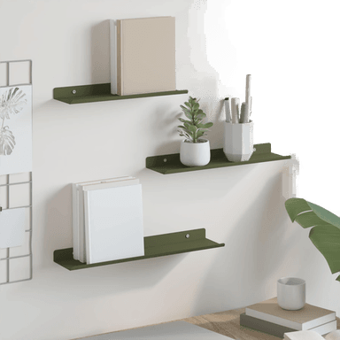 Vidaxl Vegghylle 3 pcs Olivengrønn 40 x 9 x 2,5 cm