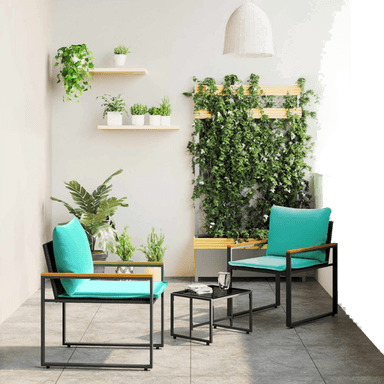 Vidaxl Møbelsett 3 pcs Svart og turkis