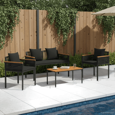 Vidaxl Utemøbelsett 4 pcs Svart