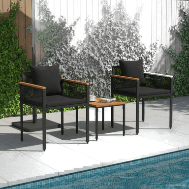 Vidaxl Utemøbelsett 3 pcs Svart